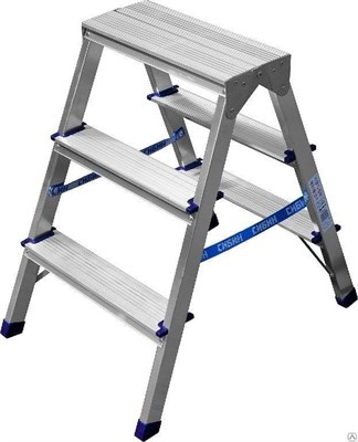 Стремянка алюминиевая двухсторонняя 3 ступени 63-0-023