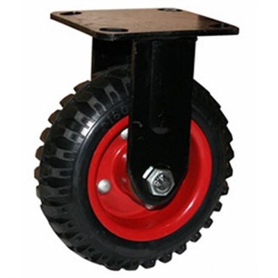 Колесная опора большегрузная неповоротная 620200 (PRF200), литая протекторная резина - фото 32534