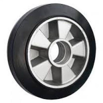 Колесо рулевое 200х50 мм (резина/алюминий), с подшипником, совместим: гидравлическая тележка (рохля, рокла), штабелер - фото 32567