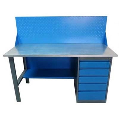 Верстак слесарный металлический с драйвером ВД-1.6 1600х685х850 мм, 5 ящиков с панелью