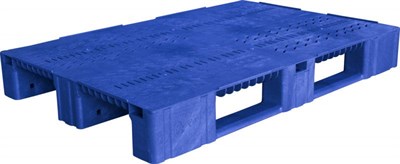 Паллет п/э 1200х800х150 перфорированный, на 3-х полозьях цв. синий (TR 1208-2 синий)