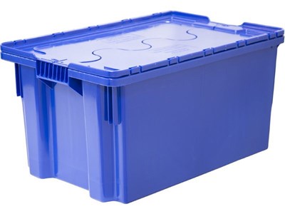 Ящик п/э 600х400х300 мороз. сплошной, с крышкой, Safe PRO цв. синий (601-1 SP м)