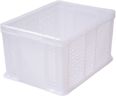 Ящик п/э 400х300х230 мороз. дно сплошное, стенки перфорированные, с внешней ручкой цв. натуральный (703.02.02 м)