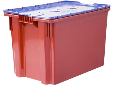 Ящик п/э 600х400х400 Safe PRO сплошной, цв. красный с синей крышкой (605-1 SP)