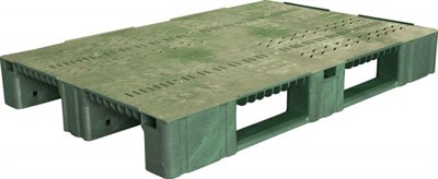 Паллет 1200х800х150 мм (перфорированный на 3-х полозьях) зеленый (TR 1208-2 зеленый)