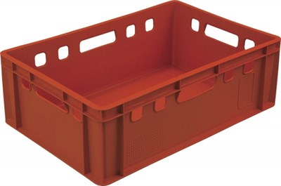 Ящик п/э 600х400х200 сплошной, E2  цв. красный (207)