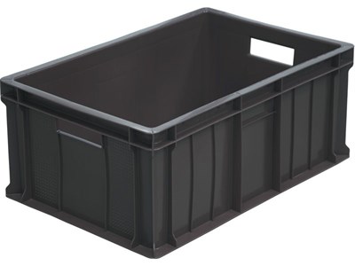 Ящик п/э 600х400х250 2,2кг. сплошной цв. чёрный (204)