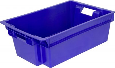 Ящик п/э 600х400х200 1,6кг. сплошной цв. синий (206)