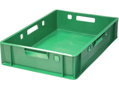 Ящик п/э мясной Е1 сплошной 600х400х120 зеленый (205)