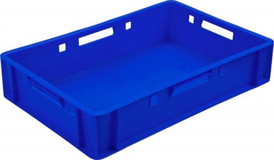 Ящик п/э мясной Е1 сплошной 600х400х120 синий (205)