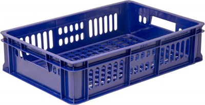 Ящик п/э 600х400х150 с перфорацией цв. синий (418)