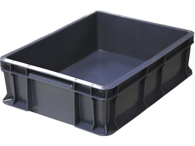 Ящик п/э 400х300х120 сплошной, с внешней ручкой цв. чёрный (701.03.02)