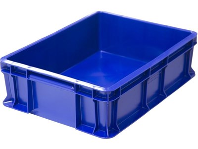 Ящик п/э 400х300х120 сплошной, с внешней ручкой цв. синий (701.03.02)