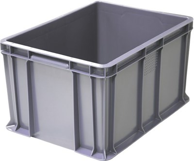 Ящик п/э 400х300х230 сплошной, с внешней ручкой цв. серый (703.03.02)