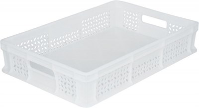 Ящик п/э 600х400х120 мороз. дно сплошное, стенки перфорированные, с ручками цв. натуральный (704.02.01 м)