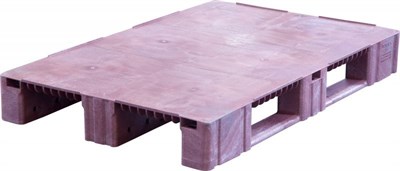 Паллет п/э 1200x800х150 сплошной, на 3-х полозьях цв. тёмно-бордовый (TR 1208-1 (R) темно-бордовый)