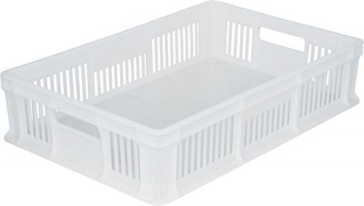 Ящик п/э 600х400х140 мм дно сплош.стенки перф.с ручками натуральный морозостойкий (705.02.01 м)