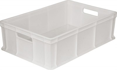 Ящик п/э 600х400х180 мм сплошной с ручками натуральный морозостойкий (706.03.01 м) - фото 43560