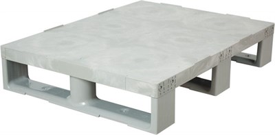 Паллет п/э 800x600х150 сплошной, на 3-х полозьях цв. серый (TR 680 серый)