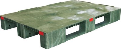 Паллет 1200х800х150 мм (усиленный сплошной на 3-х полозьях) зеленый (TR 1208-1-1 зеленый)