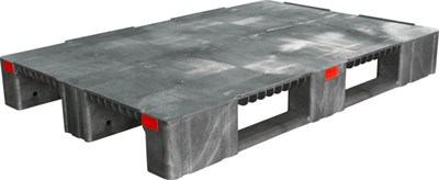 Паллет п/э 1200x800х150 сплошной, усиленный, на 3-х полозьях  цв. серый (TR 1208-1-1 серый)