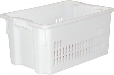 Ящик п/э 600х400х300 мороз. дно сплошное, стенки перфорированные цв. натуральный (602 м) - фото 43818