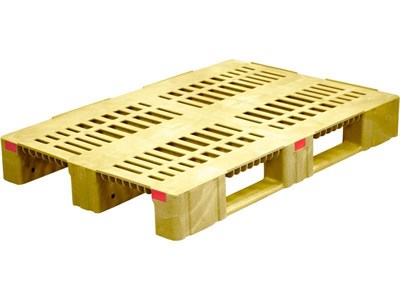 Паллет п/э 1200х800х150 перфорированный усиленный (версия 2), на 3-х полозьях цв. желтый (TR 1208-3-2 желтый)