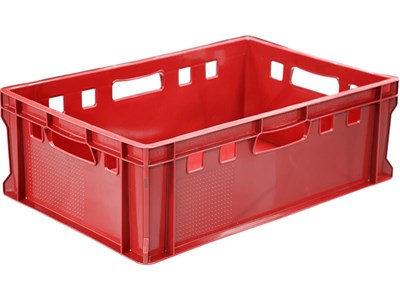 Ящик п/э мясной 600х400х200 сплошной Е2 цв. красный (207-P)