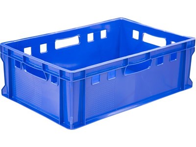 Ящик п/э мясной 600х400х200 сплошной Е2 цв. синий (207-P)