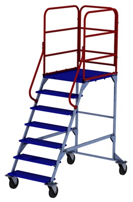 Передвижная мобильная лестница с одним лестничным маршем ЛР 6.1 (6 ступеней 1 марш) 160-ср