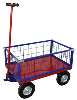 Тележка платформенная с сетчатыми бортами и поворотной осью ТПОБ 2 С, 250-лр-600*900 г/п 450 кг