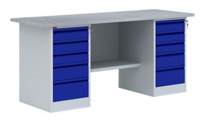 Верстак-стол слесарный металлический ВП-6/1.6(СТ-1.6;Т-2;Т-2;К-3/1.6) 860х1600х685 мм без панели - фото 45793