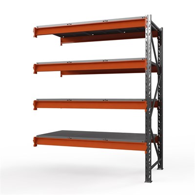 Секция приставная стеллажа металлического для склада Оптима, 3500x2500x785 мм. Ярусы: 4 шт. метал.