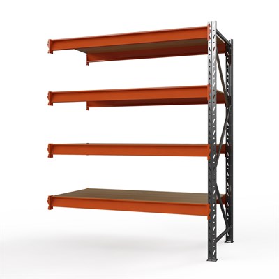 Секция приставная стеллажа металлического Оптима, 3000x1250x785 мм. Ярусы: 4 шт. фанера - фото 53439
