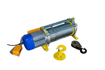 Лебедка электрическая  300/600кг 100/50м с канатом 380В 24м/мин алюминиевый корпус TOR KCD (TSA) - фото 60025