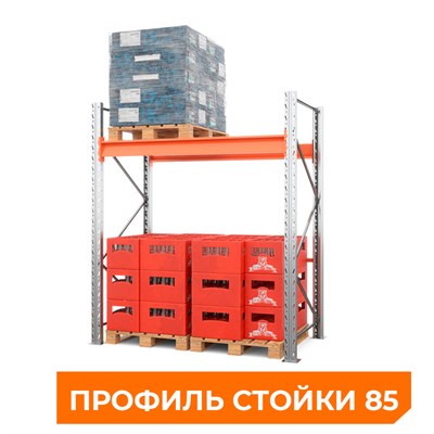 Стеллаж металлический паллетный 2000х1800х1100 мм (85.1.5). Ярусы: пол+1 - фото 64012