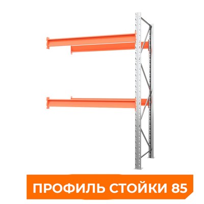Секция приставная стеллажа металлического паллетного 2500х1800х1100 мм (85.1.5). Ярусы: пол+2 - фото 64096