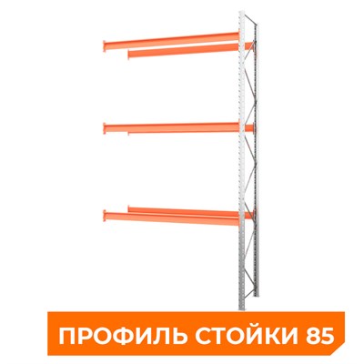 Секция приставная стеллажа металлического паллетного 4500х2700х1100 мм (85.1.5). Ярусы: пол+3 - фото 64188