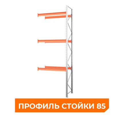 Секция приставная стеллажа металлического паллетного 4500х1800х1100 мм (85.1.5). Ярусы: пол+3 - фото 64195