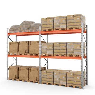 Две секции стеллажа металлического паллетного 2500х2700х1100 мм (100.1.5). Ярусы: пол+2 - фото 64346
