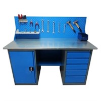 Верстак слесарный металлический с драйвером и тумбой ВДТ-1.9 1900х685х850 мм с панелью