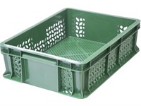 Ящик п/э 400х300х120 перфорированный, с внешней ручкой цв. зелёный (701.01.02)