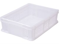 Ящик п/э 400х300х120 мороз. дно сплошное, стенки перфорированные, с внешней ручкой цв. натуральный (701.02.02 м)