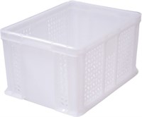 Ящик п/э 400х300х230 мороз. дно сплошное, стенки перфорированные, с внешней ручкой цв. натуральный (703.02.02 м)