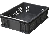 Ящик п/э 400х300х120 перфорированный, с внешней ручкой цв. чёрный (701.01.02)