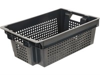 Ящик п/э 600х400х200 1,5кг. дно сплошное, стенки перфорированные цв. чёрный (102-1)