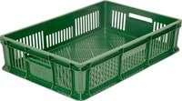 Ящик п/э 600х400х140 мм перфорированный с полузакрытой ручкой зеленый (705.01.03)