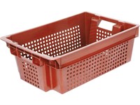 Ящик п/э 600х400х200 1,5кг. дно сплошное, стенки перфорированные цв. красный (102-1)