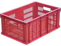 Ящик п/э 600х400х250 1,6кг. с перфорацией цв. красный (201)