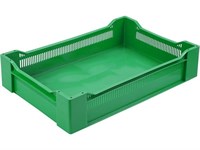 Ящик п/э 600х400х135  дно сплошное цв. зелёный (120)